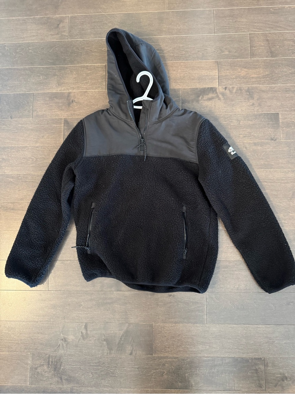 Roots Black Lightweight Sherpa Hoodie Jacket